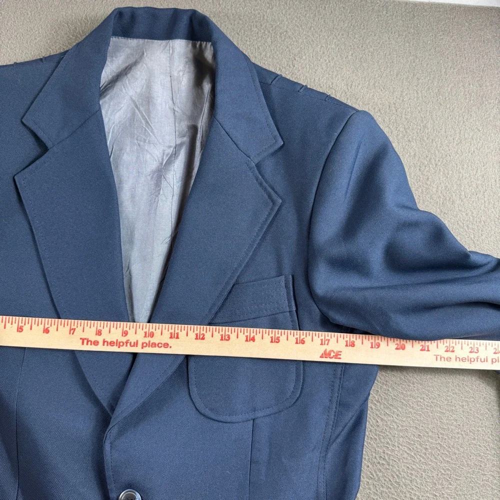 Vintage Blazer Men 40 Blue Norfolk Back Belted Pleated Disco 70s Preppy Retro